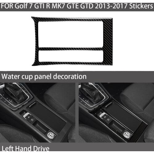 Carbon fiber car interior trim water cup panel frame decoration, suitable FOR VW Golf 7 GTI R MK7 GTE GTD 2013-2017 car sticker