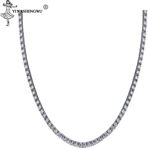 Hip Hop Gold/Silver Color Micro Pave CZ Stone 2.5-10mm Tennis Chain Necklace Copper Ice Out Jewelry Accessories For Men Rapper