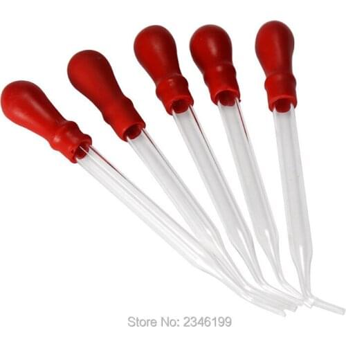 50pcs 100mm Clear Glass Pipette Dropper With Red Rubber Cap With Bending bottom Dispensing liquid For Experiments Packing Tools