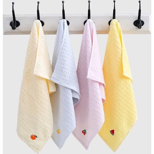 Pure Cotton Face Towel Solid Color Fruit Printed Embroidered Towels Good Absorbent Household Simple Home Bathroom Travel Toalla