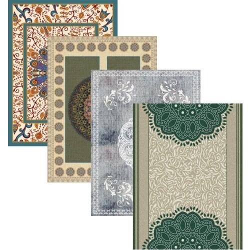 American Style Bedroom Bedside Cushion European Style Household Simple Light Color Printed Rug Living Room Carpet Mat