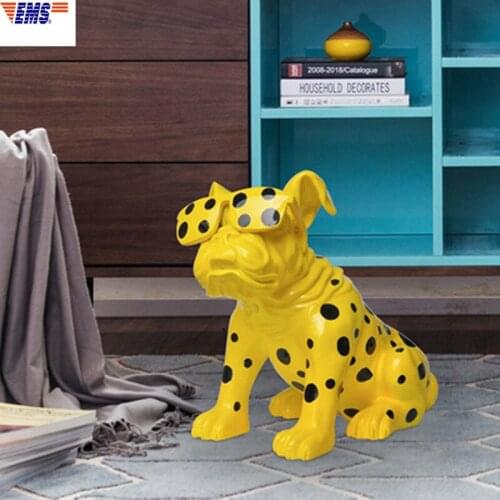 Simple Modern Simulation Animal Wave Point Wearing Glasses Resin Craftwork Creative Cartoon Living Room Ornaments X1718