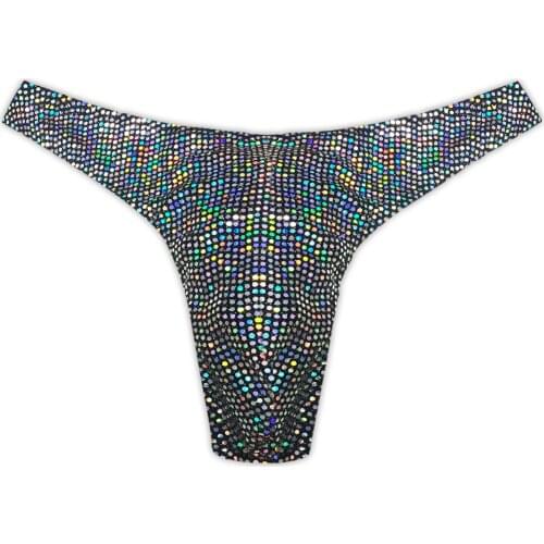 Oversized T-shaped sexy mens swimming trunks bright beads bikini high score sexy tights bikini underwear color sequins