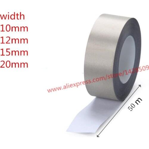 10mm/12mm/15mm/20mm*50m Silver Conductive Fabric Cloth Tape LCD EMI Anti-Radiation shield double-sided Silver grey tape