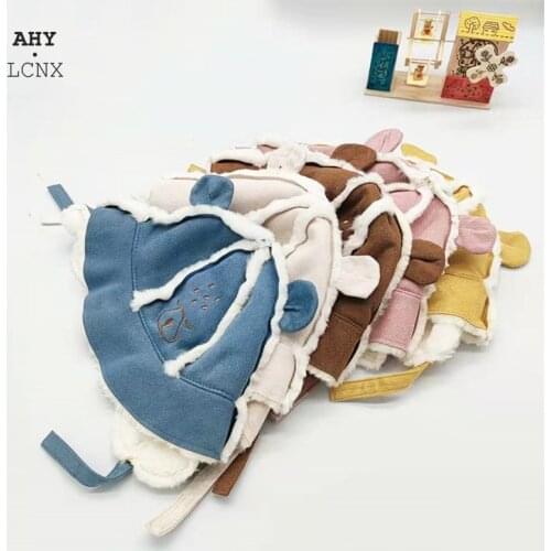 Lei Feng Cap Kids Fishermans Hat Thicken Warm Cotton Suede With Ear Bucket Hat Baby Childrens Boy Girl Autum Winter For 1-8y