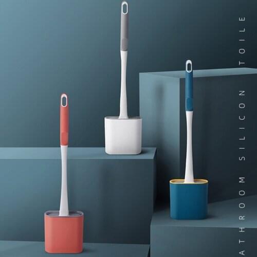 Household Silicone Toilet Brush No Dead Ends Cleaning Tool Long Handle Durable Wall-Mounted Floor Dual-Use WC Accessories