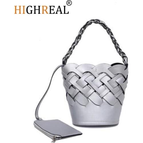 HIGHREAL Casual Bucket Bags for Women Shoulder Bag Luxury Women Bags Woven Purses and Handbags Picture Pack