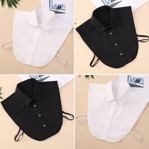 Classic Women Detachable Lapel Fake Collar Ruffles Lace Cotton Shirt Fake False Collar Blouse Removable False Half Shirt Blouse