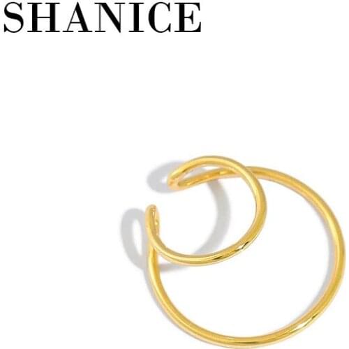 SHANICE 925 Sterling Silver Double layer Circle Earcuff Clip On Earrings for Women Small Ear Cuff Jewelry Girls pendientes mujer