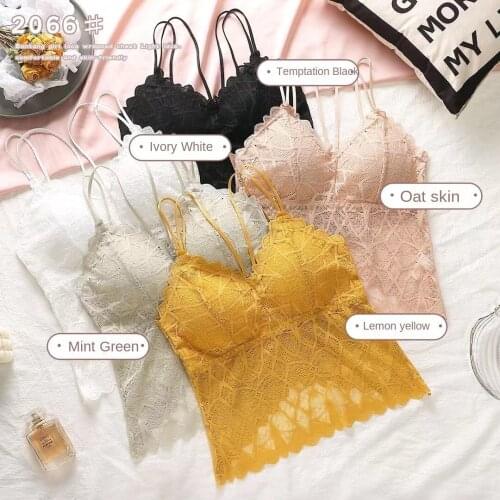 Korean Style Women Cotton Underwear Sexy Lace Top Fashion Solid Color Push Up Tank Womens Slim Sling Bra Female sexy Lingerie