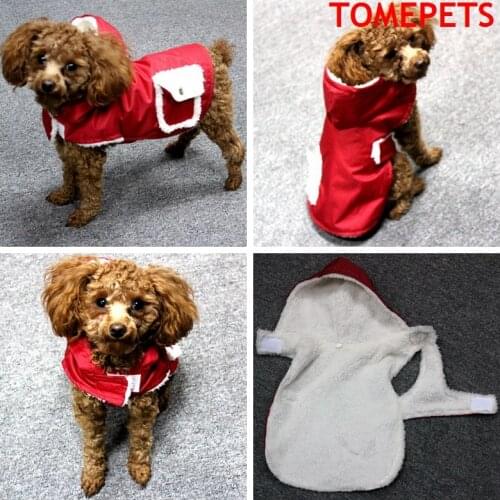 TOMEPETS pet clothing small dog waterproof snowproof winter coat jacket in red colour with hoodie