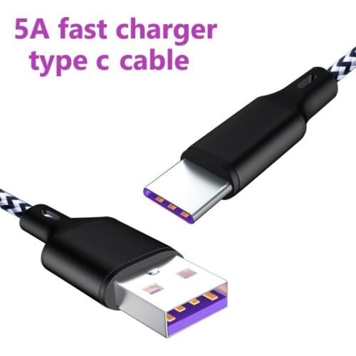 1 M 5A Fast Data Cable Charging Cable TYPE-C Nylon Braided Mobile Phone Fast Charging Data Cable for Huawei Xiaomi