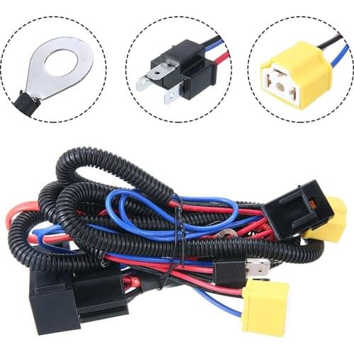 1pc 60W 12V Car Auto H4 9003 Headlight Lamp Bulb Relay Wiring Harness Kit Socket Plug Wire Ceramic Plugs Parts Accessories