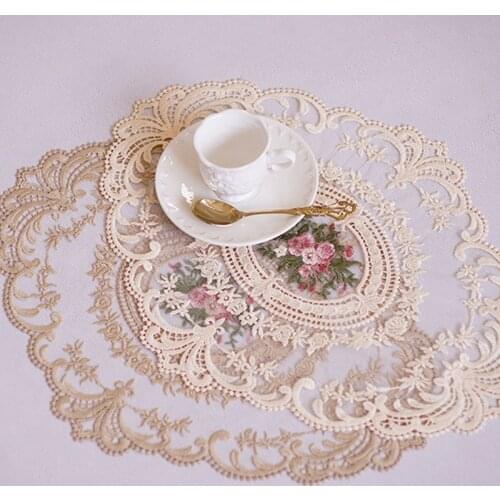 1Pcs for Dining Table Embroidery Craft Placemat European Style Lace Insulation Plate Mat Anti-scald Coaster Table pads