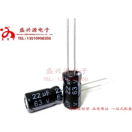 100pcs/63V22UF 22UF63V Electrolytic capacitor 6*12