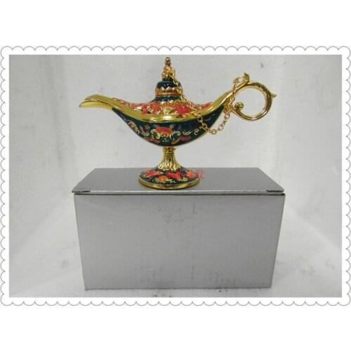 15cm Cloisonne Carving Flower painting red mix Color pot Russian tea Pot Al-addin Pakistan lamp Decoration Bronze Silver
