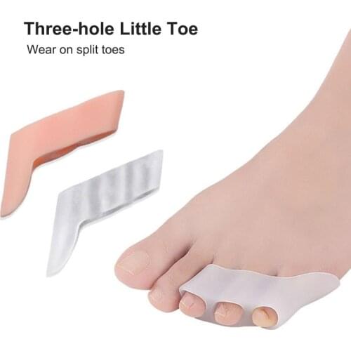 2pcs Three-hole Little Toe Separator Transparent Bunion Pain Relief Toe Straightener Protector Foot Care Tool