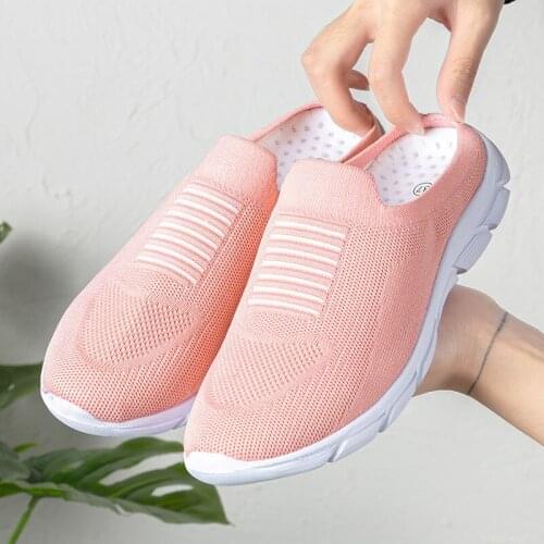 2021Summer Casual Half Beach Mesh Breathable Chaussure Femme Sport Flat Platform Ladies Trainers Casual Shoes
