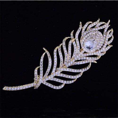 2021 New Fashion Leaf Brooches брошь значки Design Luxury Zircon Corsage Lapel Pins Korea Statement Suit Brooch