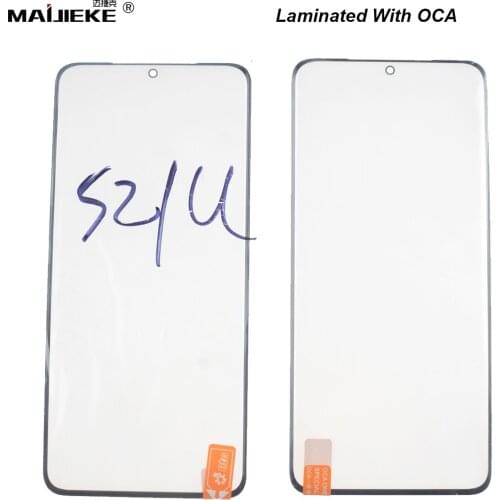 5PCS/Lot Ori Screen Front Glass with OCA Glue For Samsung Galaxy S21 Ultra S21 plus Screen Outer Glass Laminated OCA Replacement