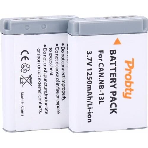2Pcs Probty NB-13L NB13L NB 13L Battery for Canon PowerShot G5X G7X G9X G7 X Mark II G9X Mark II SX620 HS SX720 HS Camera