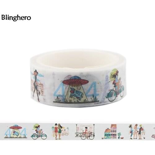 Blinghero Romantic Paris 15mmX5m Washi Tap DIY Masking Tape Adhesive Tapes Cartoon Decorative Stationery Tapes Decal BH0008