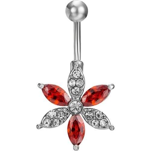 Big flowers zircon crystal Surgical Steel Belly Button Rings Sexy Dangle Navel Piercing Rings Rhinestone Body Jewelry gift