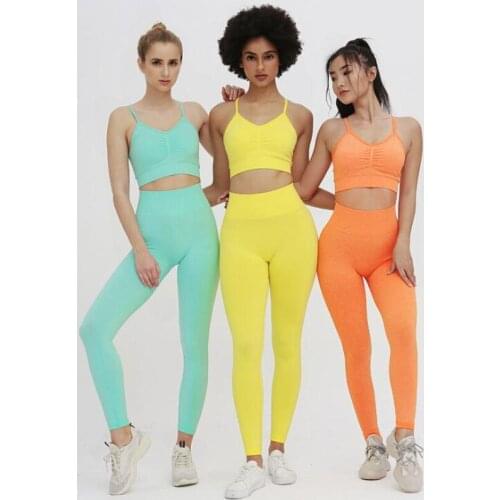 Brand Women Sportwear Fitness Yoga Set Fitness Top Bra Smealess Sports High Elastic Leggings Suits Gym Running Workout Tracksuit