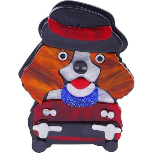 Fashion Cute Handmade Acrylic Dog Brooch Pins for Women Girl Cartoon Lovely Animal Brooch Badge Lapel Pins Party Jewelry Gifts