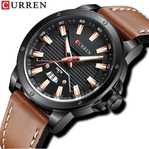 Watches CURREN for Men Luxury Brand Fashion Quartz Wristwatch with Leather Strap Casual Business Clock Male