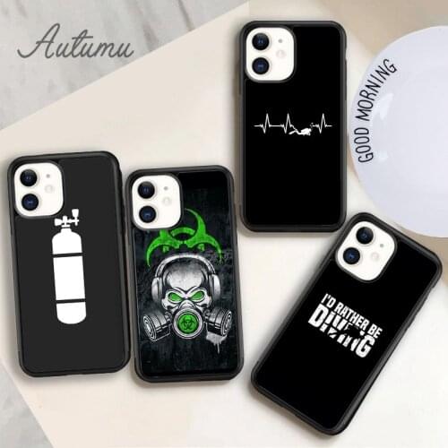 Scuba Diver Mask Diving Twinset Tanks Phone Case for iPhone 11 12 Pro Max mini X XR XS SE 2020 5 6S 7 8 Plus Samsung S8 S9 S10