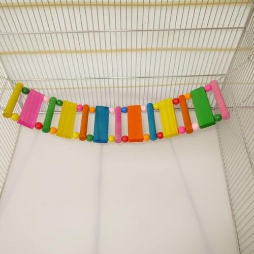 Wooden Totoro squirrel small pet supplies wholesale parrot climbing ladder bird toy Totoro color suspension bridge rope ladder