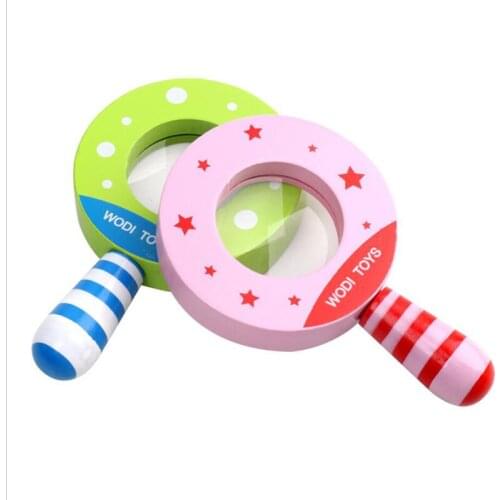 Baby Classic Toy Wood Cutely Magnifying Glass Toy For Children Educational Learning Exploring Ability Developing Girl Boy