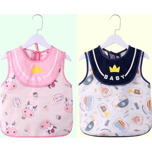 Summer New Cartoon Print Baby Bibs Sleeveless Kids Girl Boy Children Bib Soft Waterproof Baby Lunch Apron Baby Feeding Stuff