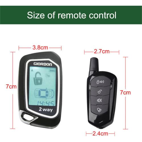 2 Way Car Alarm System big LCD Pager Display auto Start stop Turbo Timer Mode shock/vibration alarm universal DC12V