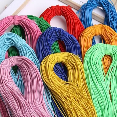 1.5mm Elastic Rope Black White High Elastics Cords Round Colored Sewing Use Latex Thread Tenacity Home Textile for Bracelet