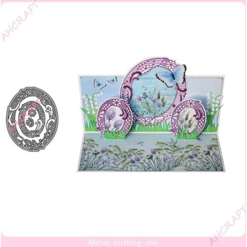 Ellipse Lace Background Frame Metal Cutting Dies for DIY Scrapbooking Photo Album Decorative Embossing PaperCard Crafts Die2021