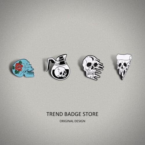 Skeleton Enamel Pins Dark Black Brooch Demin Jacket Badge Shirt Clothes Lapel Pin Jewelry Gift