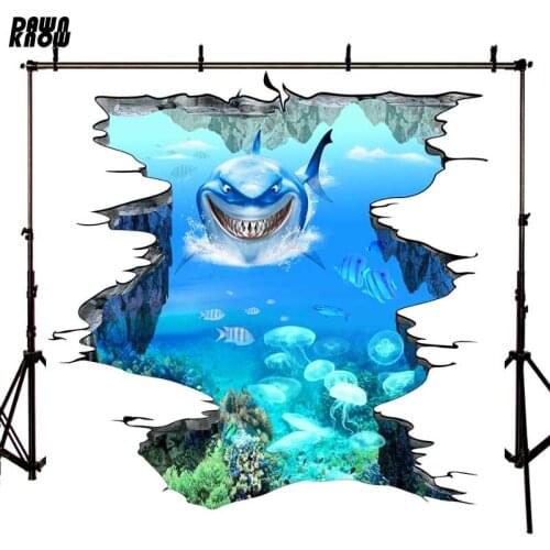 DAWNKNOW Seascape Deep Sea Shark 3D Photography Background Backdrop Baby Children Summer Fish Photocall Photo Studio Props F2738