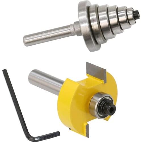 1/2"1/4“ 8mm" Shank Adjustable Rabbet Router Bit with 7 Bearings Set Woodworking Cutter Tenon Tools