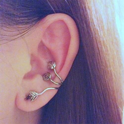 Fashion Vintage Triple Leaf Helix Ear Cuff On Punk Gothic Earring For Women Birthday Gift