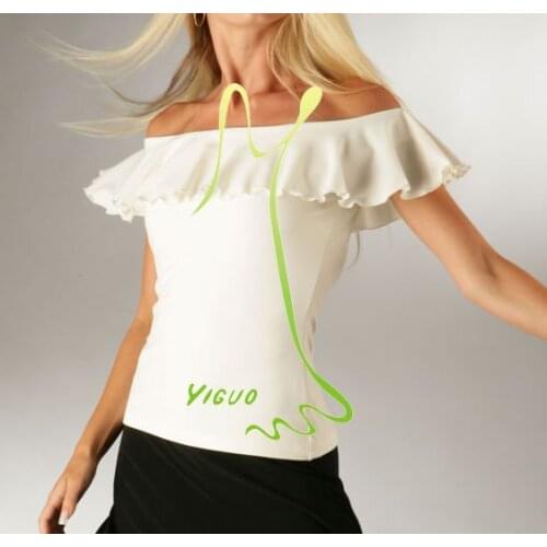 Latin dance costume top T10050 lotus leaf collar practice top