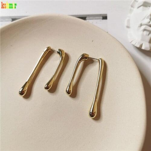 Kshmir 2020 4.5*2cm Irregular. French long golden earrings. Metal earrings geometric droplets women earrings female party