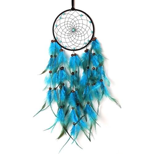 Blue Feathers Dream Catcher Beautiful Handmade Macrame Dream Catcher for Wall Hanging Decor TS2 Wind Chimes Hanging Decorations