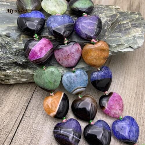 Multicolor Heart Shape Agates Druzy Slice Space Stone Beads For DIY Necklace Bracelet Jewelry Making 2Strands/Lot MY210808