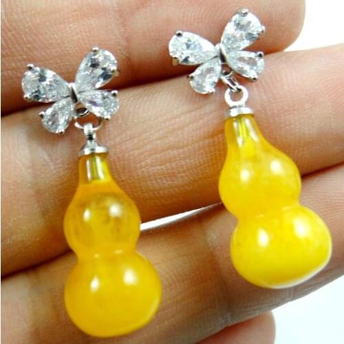 Fashion Precious Modernist Multicolor Tear Drop golden honey pressed ambers Earring Womens Wedding Jewelry