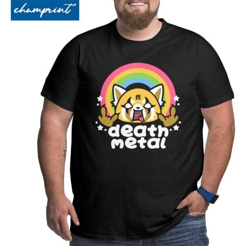 Death Metal Aggretsuko Aggressive Retsuko T Shirt Mens Cotton T-Shirts Big Tall Tee Shirt Short Sleeve Tops Large 4XL 5XL 6XL