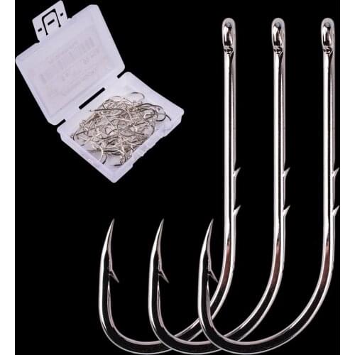 50 / 20 pcs Barbed Fishing Hooks Sea Worm Carp Single Circle Hook Set Fly Fishing Accessories Tackle Carbon Steel Fishhook