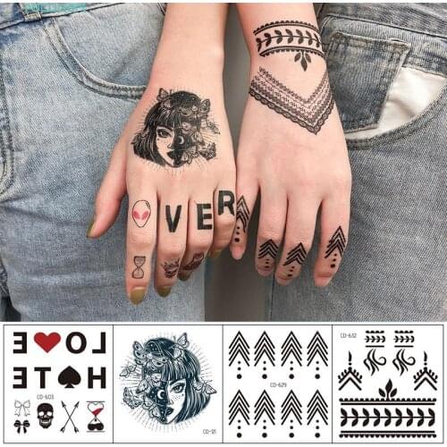 Mini Hand Tattoo sticker fake Waterproof Temporary Tattoos Kit Letters Finger Pattern Sex Stickers Cool Stuff Transfer For Men