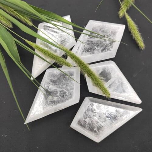 Natural White Selenite Mineral Specimen Healing Crystal Wand Irregular Shape Pendant Making Stone